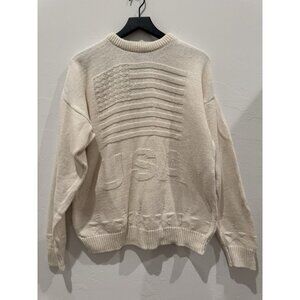 Old Glory Vintage Sweater American Flag Off White Size L